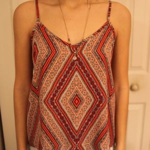 Red and orange diamond print tank top